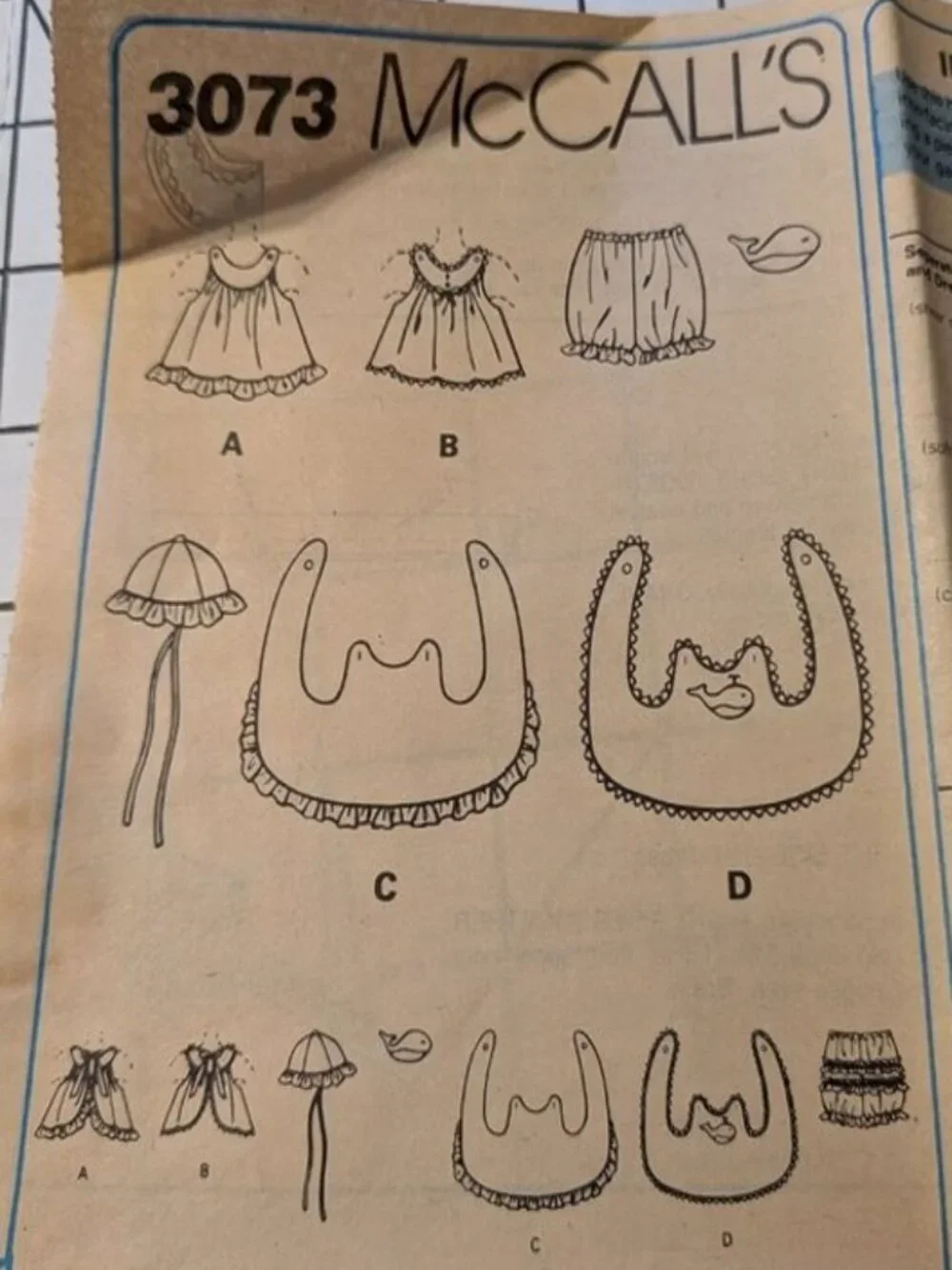 McCalls 3073 Baby EASY Sewing Pattern Sundress, Hat, Applique & Toy
